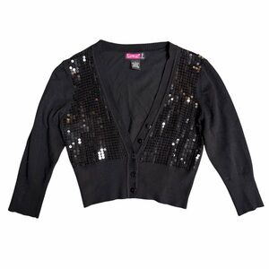 Say What Y2K Sequin Cropped Cardigan Size Large